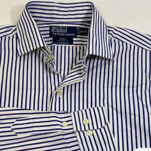 Ralph Lauren blue and white pinstripe 100% cotton dress shirt l